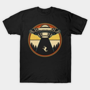 Retro Ufo Alien deer abduction T-Shirt